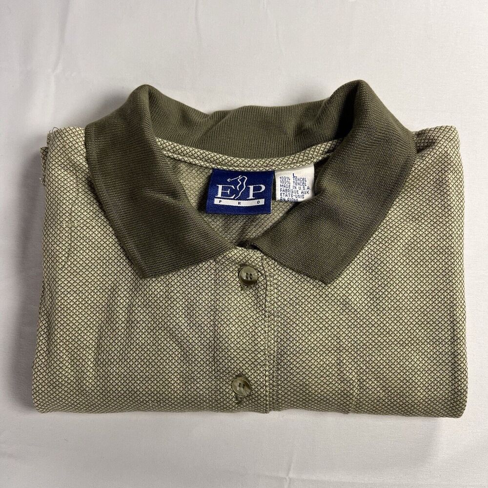 EP PRO Golf Polo Shirt Men’s Large 100% Tincel‎ USA Olive Green